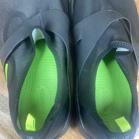 Oofos OOmg EeZee Low Shoes Mens Size 12 Black Green Slip On Recovery Comfort - Picture 7 of 8
